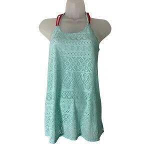 Summer Crush youth girls size Large  pink Green aqua swim cover up EUC